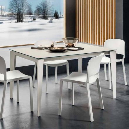 Tavolo da Pranzo in Laminam e Metallo Verniciato Realizzato in Italia - Efisto Viadurini