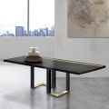 Tavolo da Pranzo in Legno di Rovere Nodato e Elementi Metallici Made in Italy - Giusy