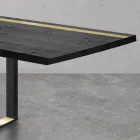 Tavolo da Pranzo in Legno di Rovere Nodato e Elementi Metallici Made in Italy - Giusy Viadurini