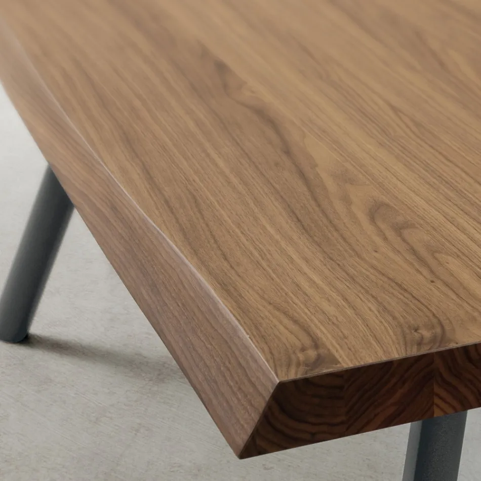 Tavolo da Pranzo in Legno e Alluminio Made in Italy, Pregiato - Lingotto Viadurini