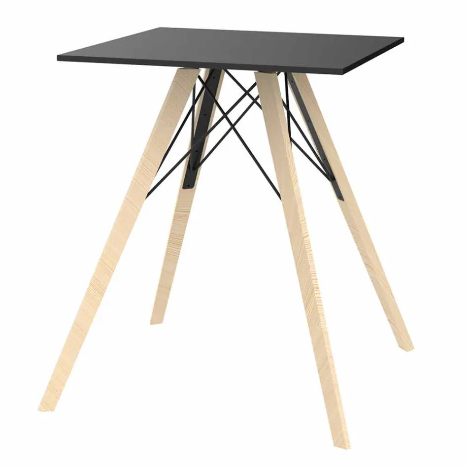 Tavolo da Pranzo in Legno e Hpl Design Quadrato, 4 Pezzi - Faz Wood by Vondom Viadurini