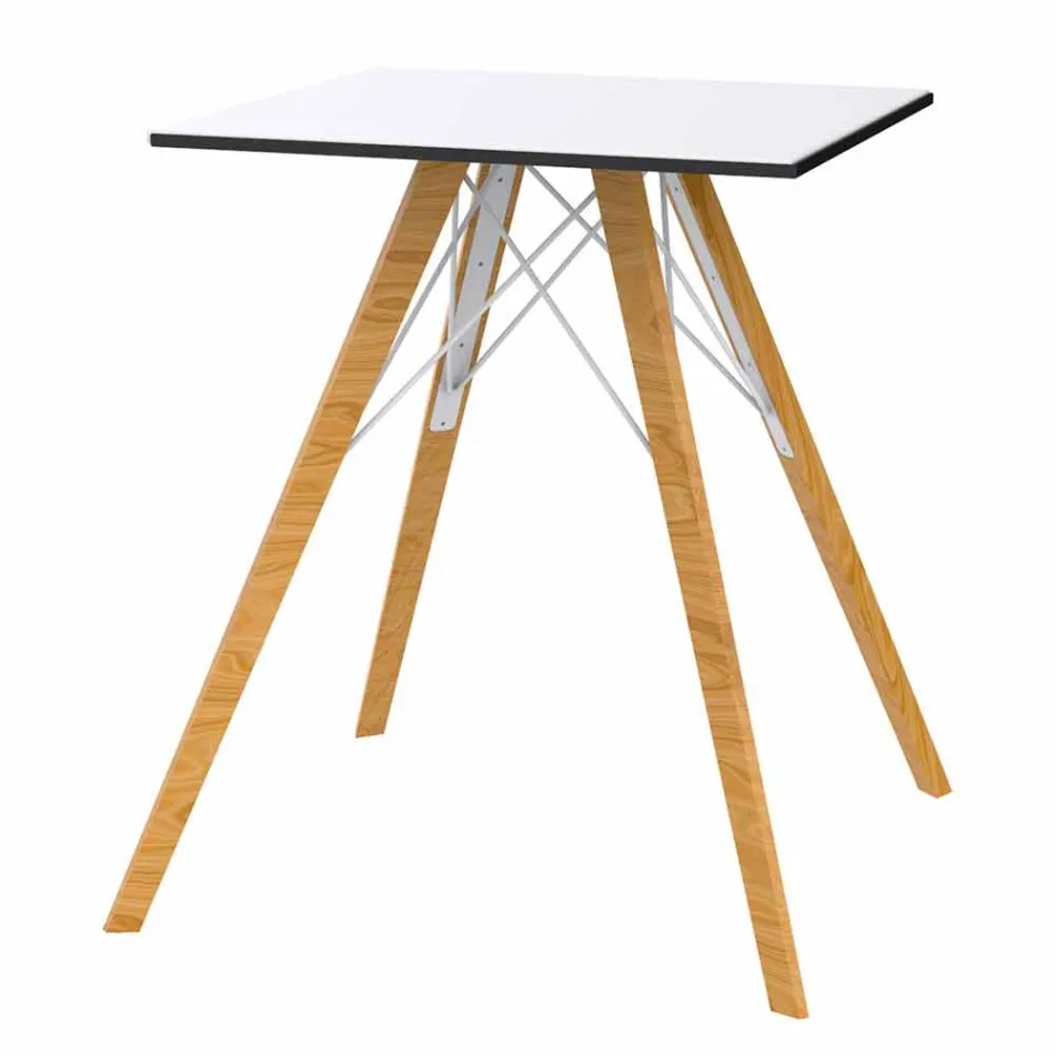 Tavolo da Pranzo in Legno e Hpl Design Quadrato, 4 Pezzi - Faz Wood by Vondom Viadurini