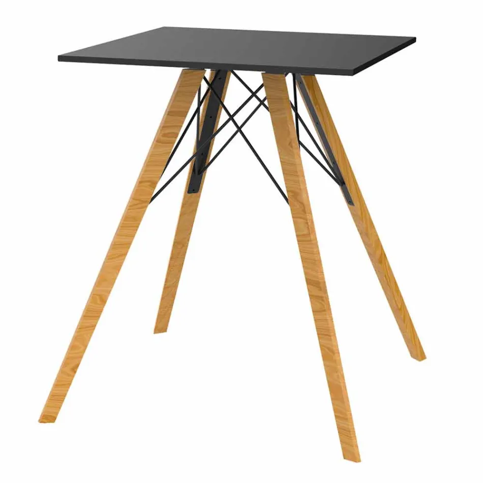 Tavolo da Pranzo in Legno e Hpl Design Quadrato, 4 Pezzi - Faz Wood by Vondom Viadurini