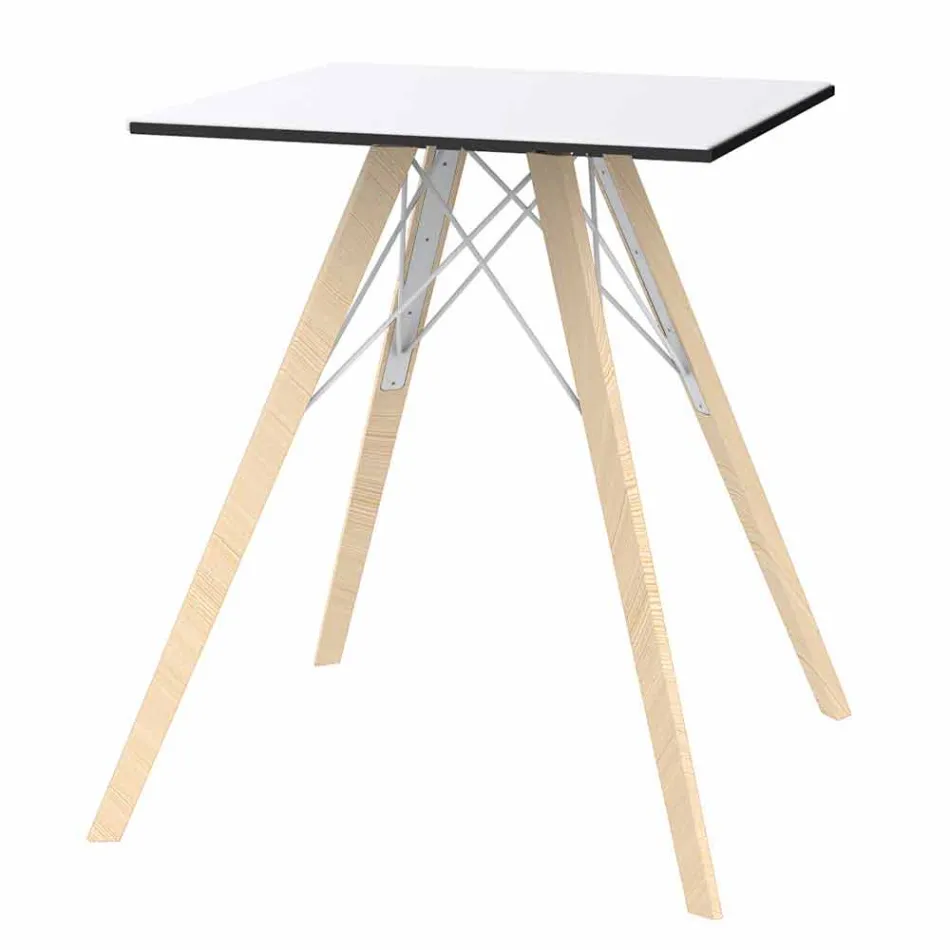 Tavolo da Pranzo in Legno e Hpl Design Quadrato, 4 Pezzi - Faz Wood by Vondom Viadurini