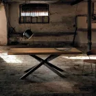 Tavolo da pranzo in legno massello moderno fatto in Italia Oncino Viadurini
