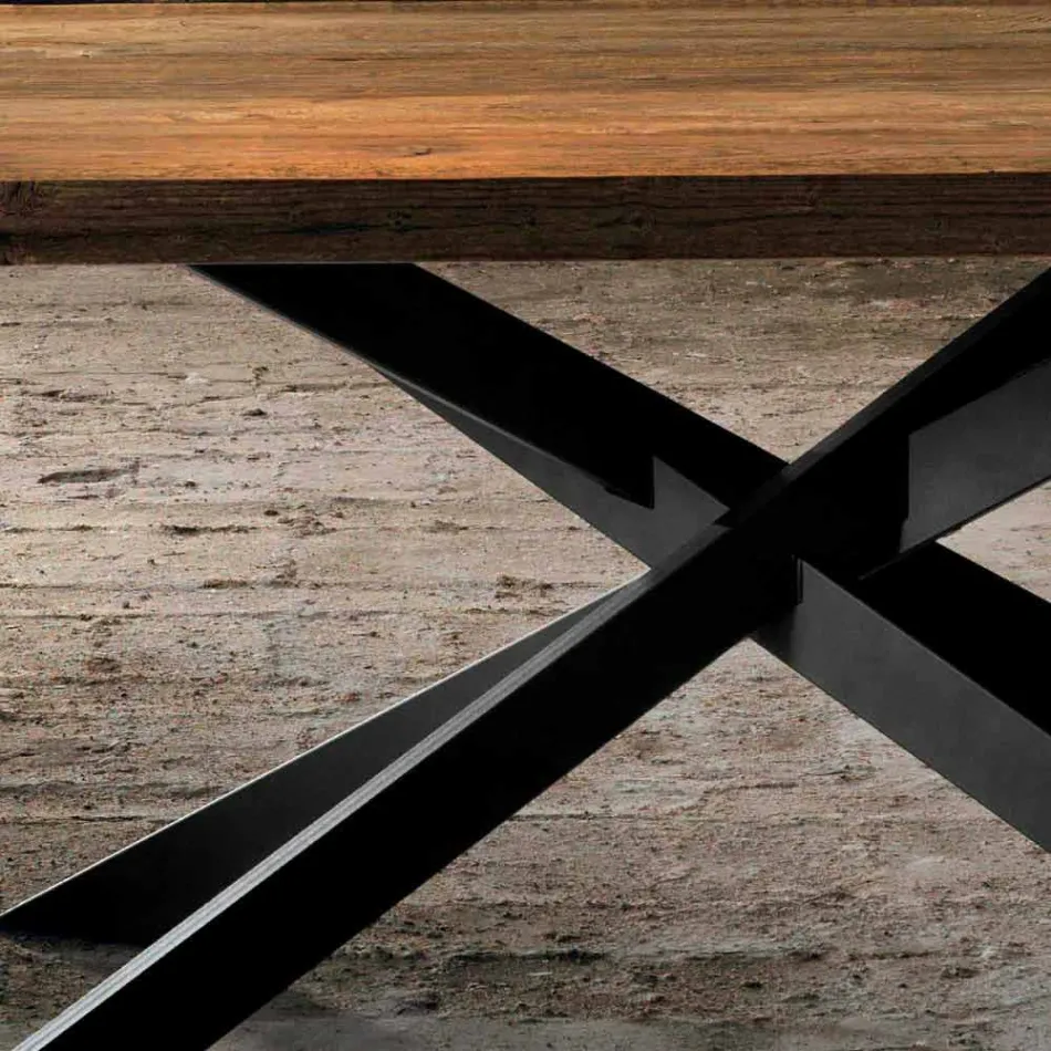 Tavolo da pranzo in legno massello moderno fatto in Italia Oncino Viadurini