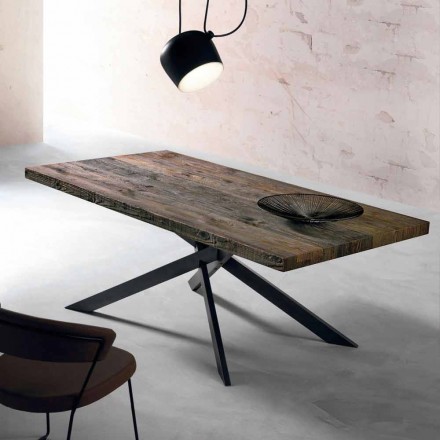 Tavolo da pranzo in legno massello moderno fatto in Italia Oncino Viadurini
