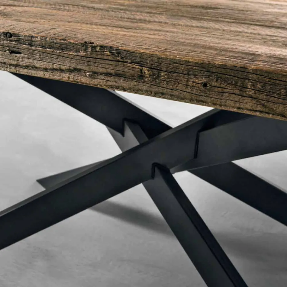 Tavolo da pranzo in legno massello moderno fatto in Italia Oncino Viadurini