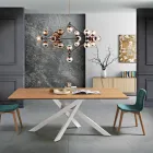 Tavolo da pranzo in legno MDF e metallo moderno made in Italy, Dionigi Viadurini