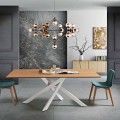 Tavolo da pranzo in legno MDF e metallo moderno made in Italy, Dionigi