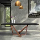 Tavolo da Pranzo in Legno Rovere e Metallo Color Rame Nuvolato Made in Italy - Patty Viadurini