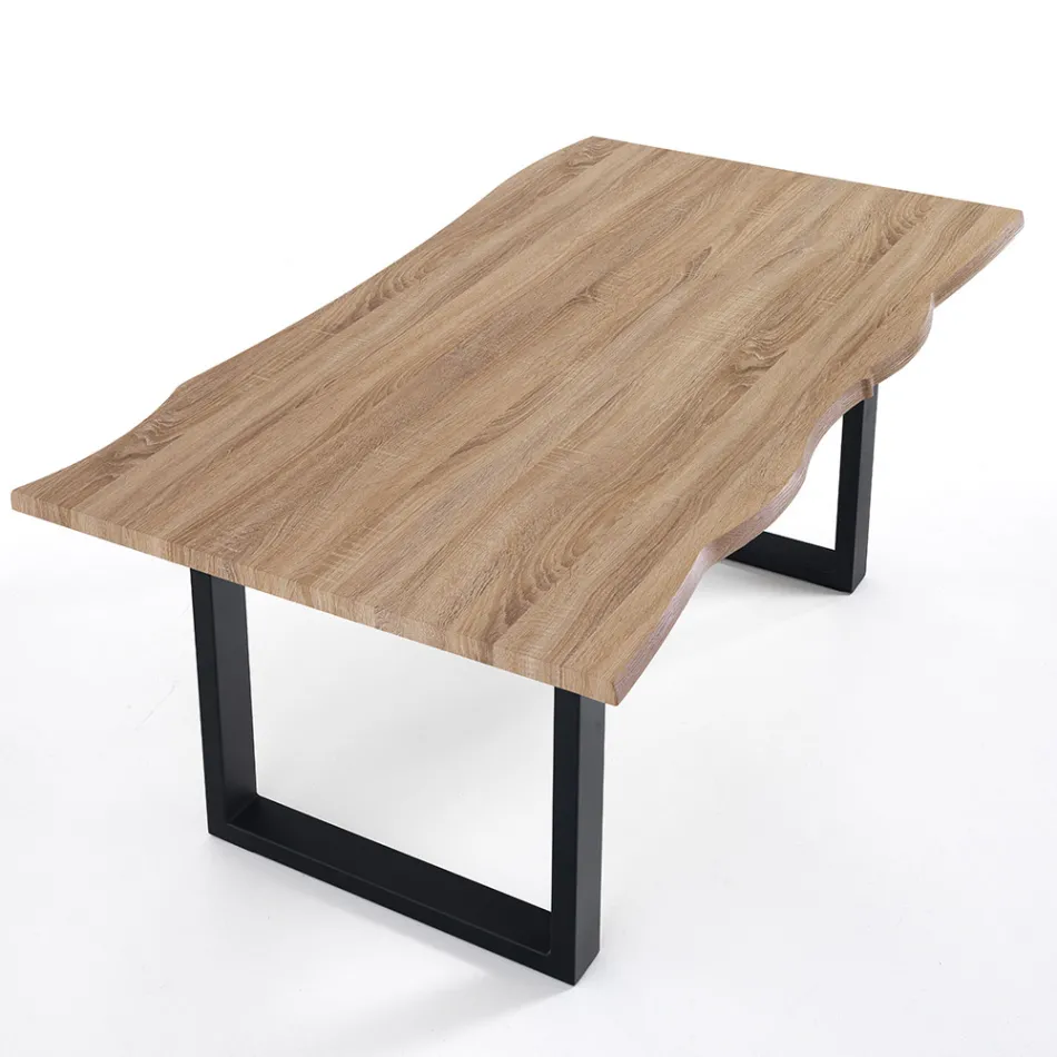 Tavolo da Pranzo in Mdf con Gambe in Acciaio Verniciato Nero - Ghepardo Viadurini