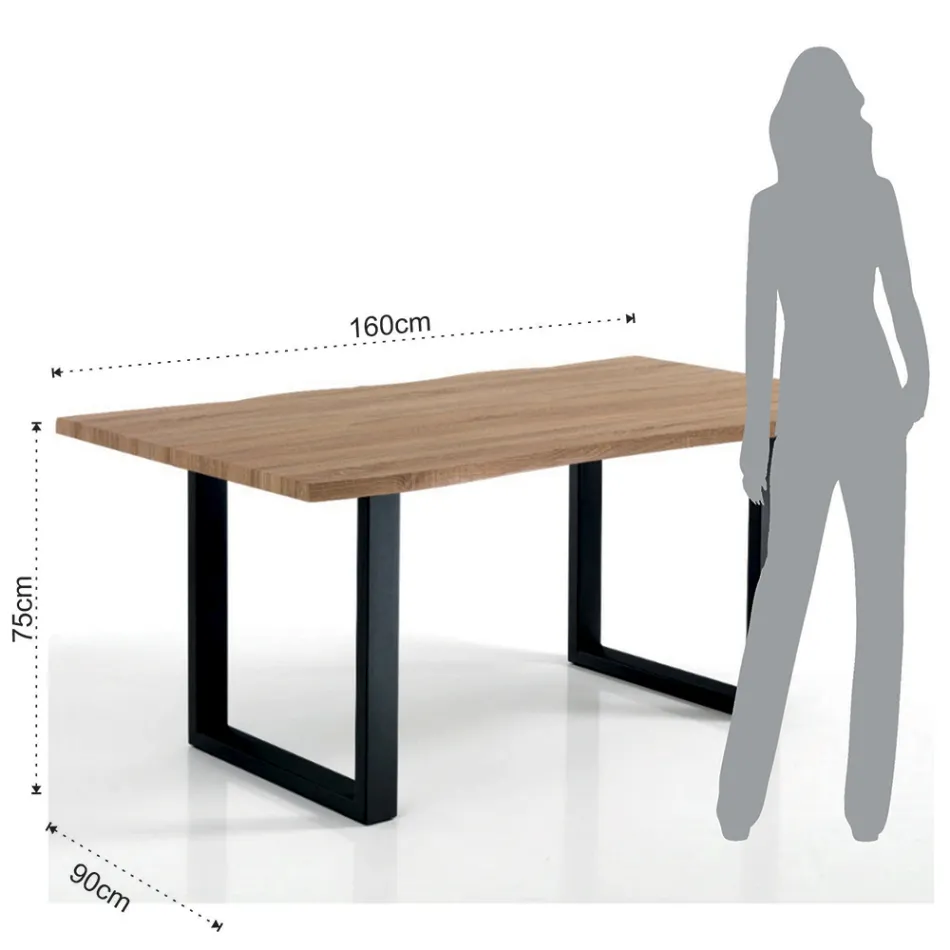 Tavolo da Pranzo in Mdf con Gambe in Acciaio Verniciato Nero - Ghepardo Viadurini
