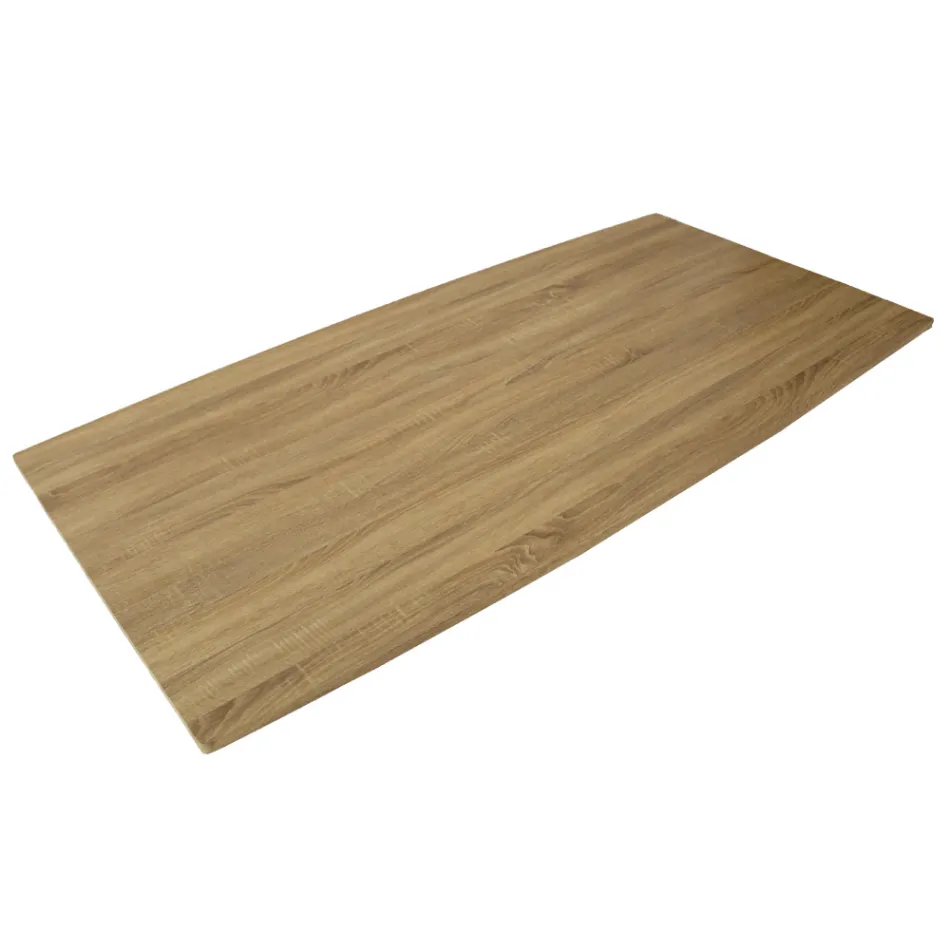 Tavolo da Pranzo in MDF Effetto Legno e Base in Metallo Nero - Tramonto Viadurini
