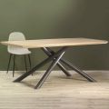 Tavolo da Pranzo in MDF Effetto Legno e Base in Metallo Nero - Tramonto