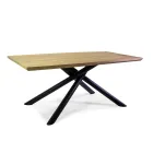 Tavolo da Pranzo in MDF Effetto Legno e Base in Metallo Nero - Tramonto Viadurini