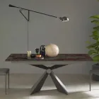 Tavolo da Pranzo in Metallo e Piano in Ceramica Design Made in Italy - Anaconda Viadurini