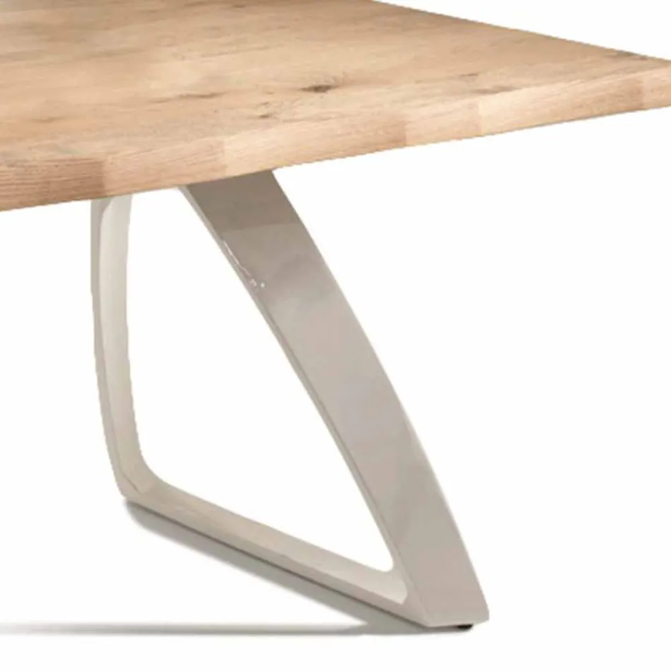 Tavolo da Pranzo in Metallo e Rovere Impiallacciato Made in Italy - Aryssa Viadurini