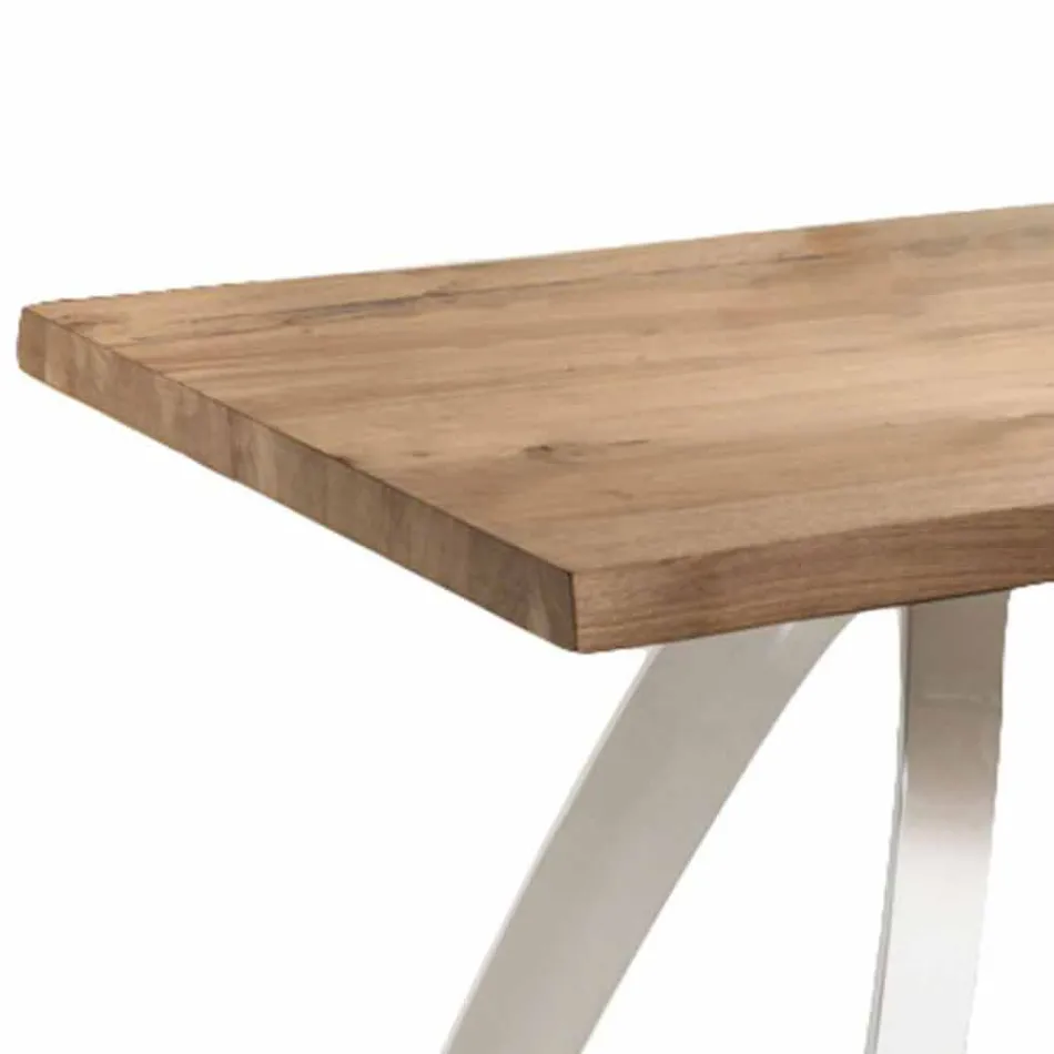 Tavolo da Pranzo in Metallo e Rovere Impiallacciato Made in Italy - Aryssa Viadurini