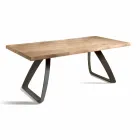 Tavolo da Pranzo in Metallo e Rovere Impiallacciato Made in Italy - Aryssa Viadurini