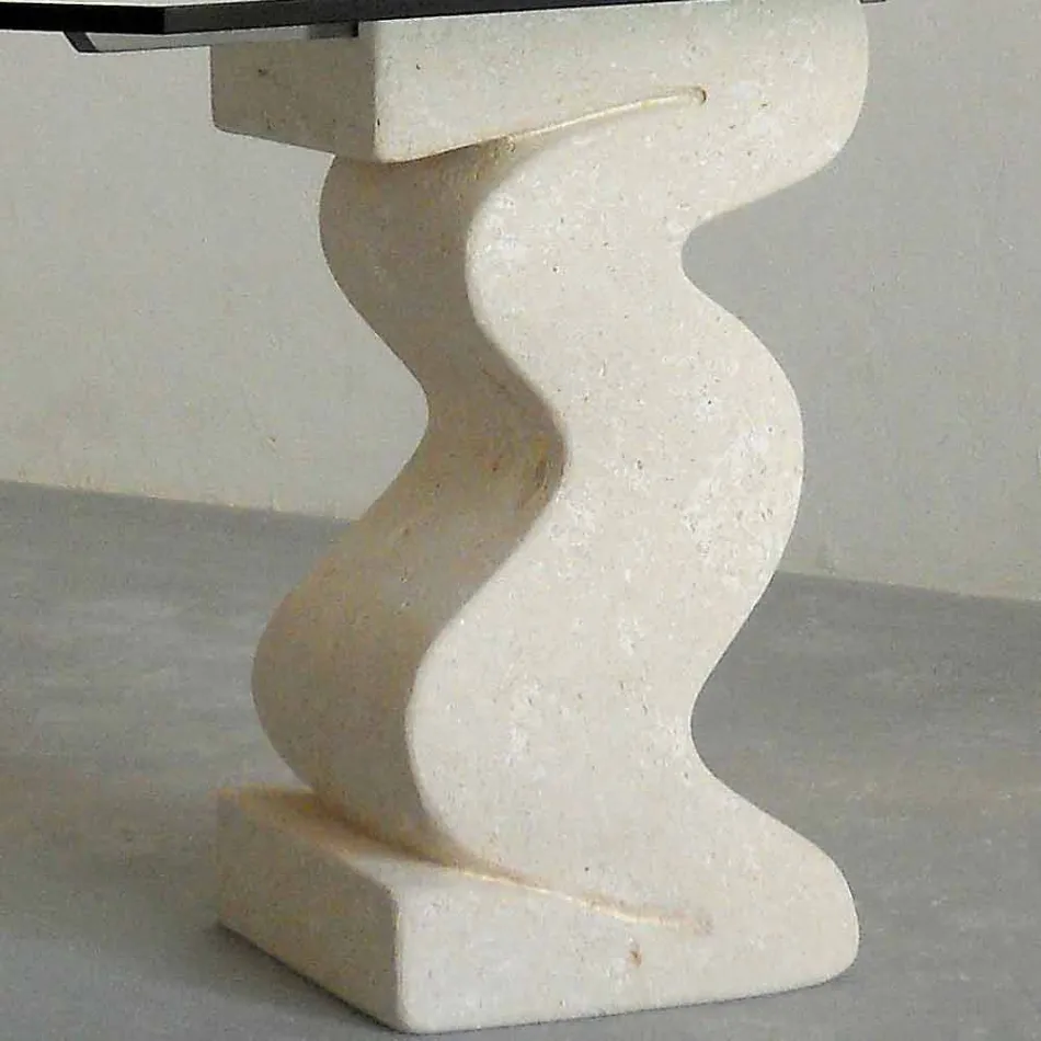 Tavolo da pranzo in pietra e cristallo di design moderno Anteros Viadurini