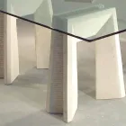 Tavolo da pranzo in pietra e cristallo di design moderno Arianna Viadurini