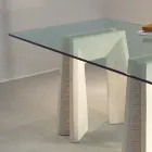 Tavolo da pranzo in pietra e cristallo di design moderno Arianna Viadurini