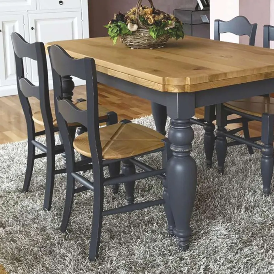 Tavolo da Pranzo in Rovere Nodato e 4 Sedie Incluse Made in Italy - Rafael Viadurini