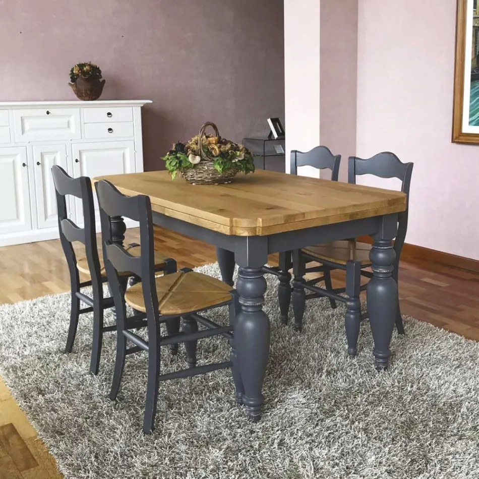 Tavolo da Pranzo in Rovere Nodato e 4 Sedie Incluse Made in Italy - Rafael Viadurini