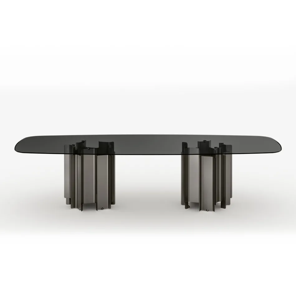 Tavolo da Pranzo in Vetro e Metallo dal Design Moderno Made in Italy - Duna Viadurini