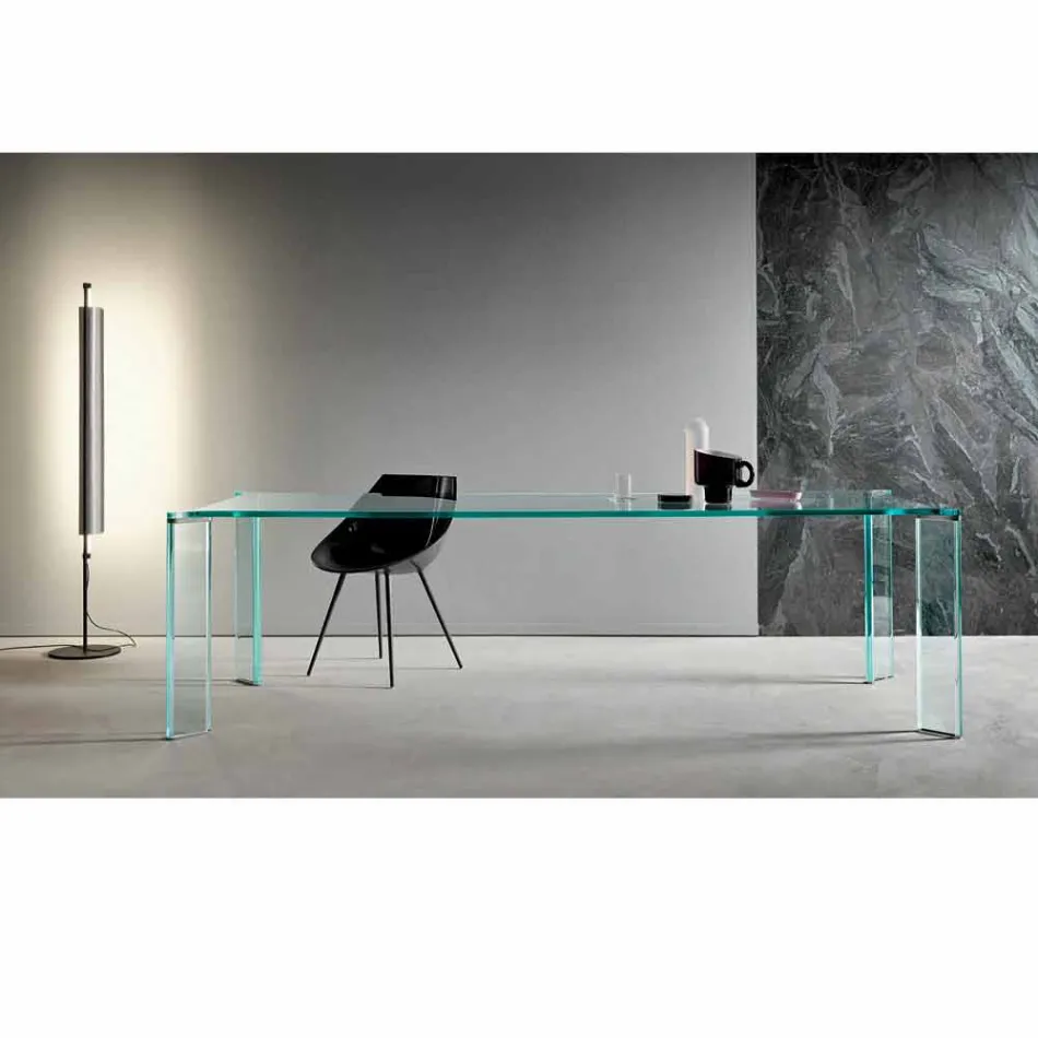 Tavolo da Pranzo in Vetro Extrachiaro Design di Lusso 4 Dimensioni - Kuduro Viadurini