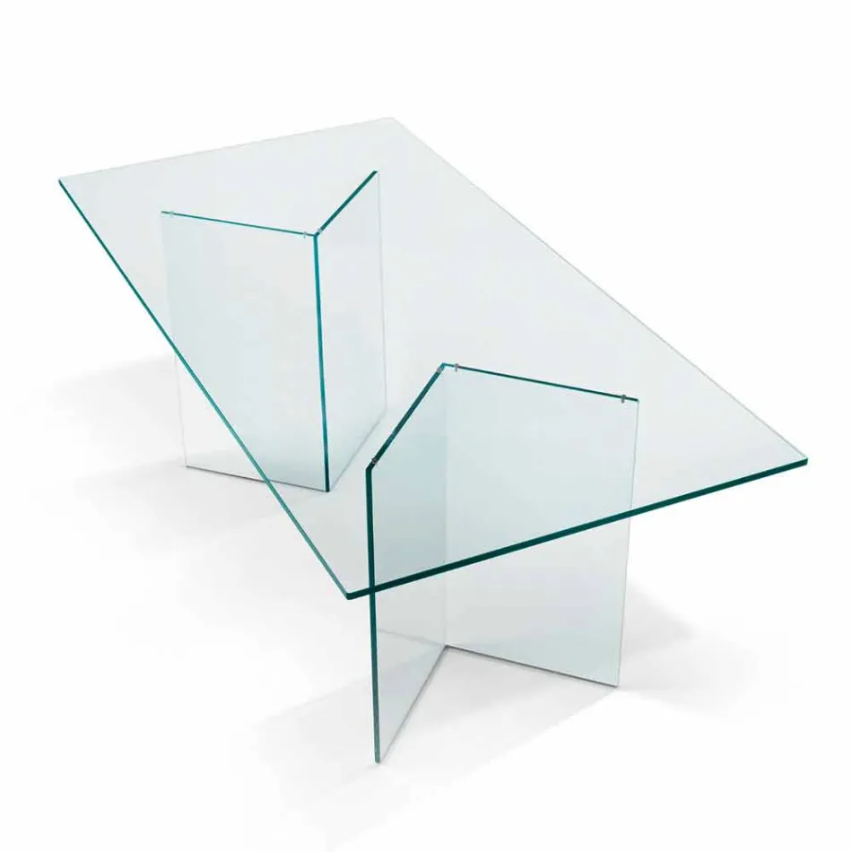 Tavolo da Pranzo in Vetro Extrachiaro di Design 8 Dimensioni - Pollinare Viadurini