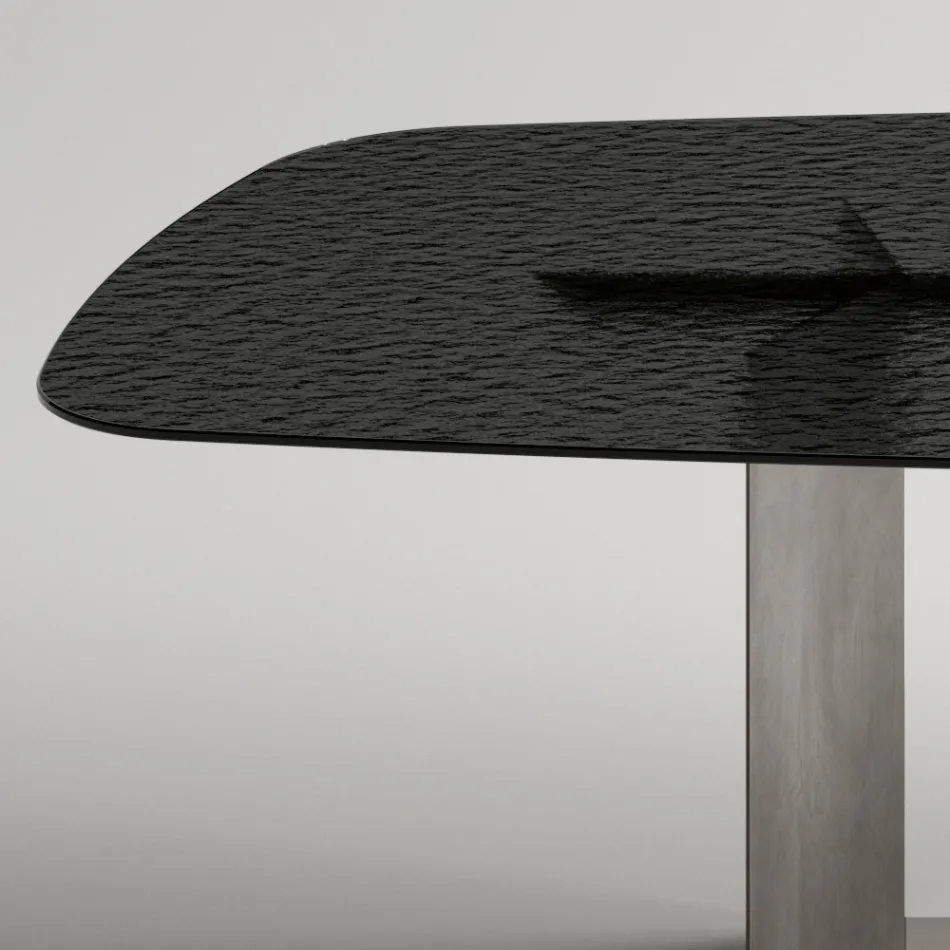Tavolo da Pranzo in Vetro Fuso Bronzo o Fumè di Design Made in Italy - Moro Viadurini