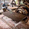 Tavolo da pranzo moderno 100x200cm in legno con gambe in vetro Flora 