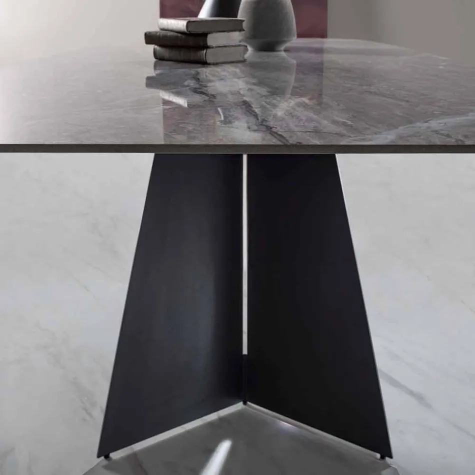 Tavolo da Pranzo Moderno con Piano in Gres Porcellanato - Meduno Viadurini