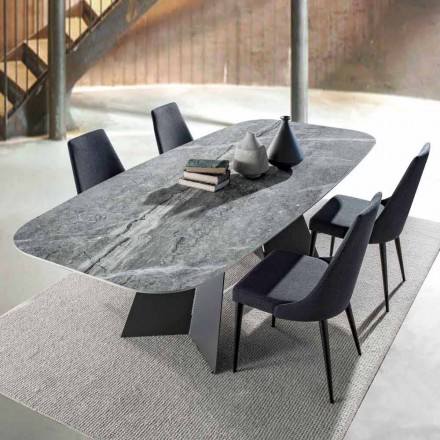 Tavolo da Pranzo Moderno con Piano in Gres Porcellanato - Meduno Viadurini