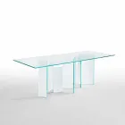 Tavolo da Pranzo Moderno in Vetro Extrachiaro o Fumè Made in Italy – Random Viadurini