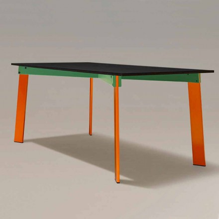 Tavolo da Pranzo Moderno Piano in Legno e Base Acciaio Made in Italy - Aronte Viadurini