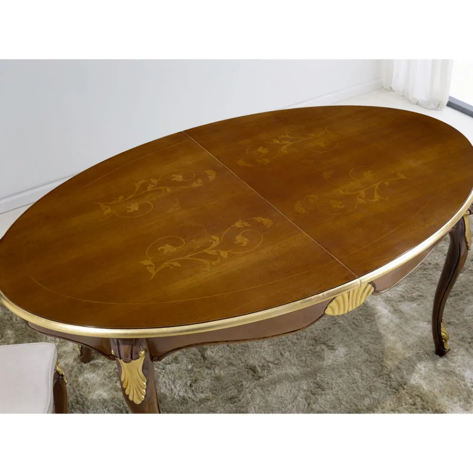Tavolo da Pranzo Ovale Allungabile 270 cm in Legno Made in Italy - Baroque Viadurini
