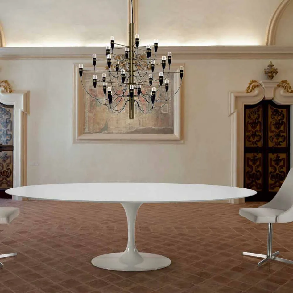 Tavolo da Pranzo Ovale in Laminato e Alluminio Made in Italy, Pregiato - Dollars Viadurini