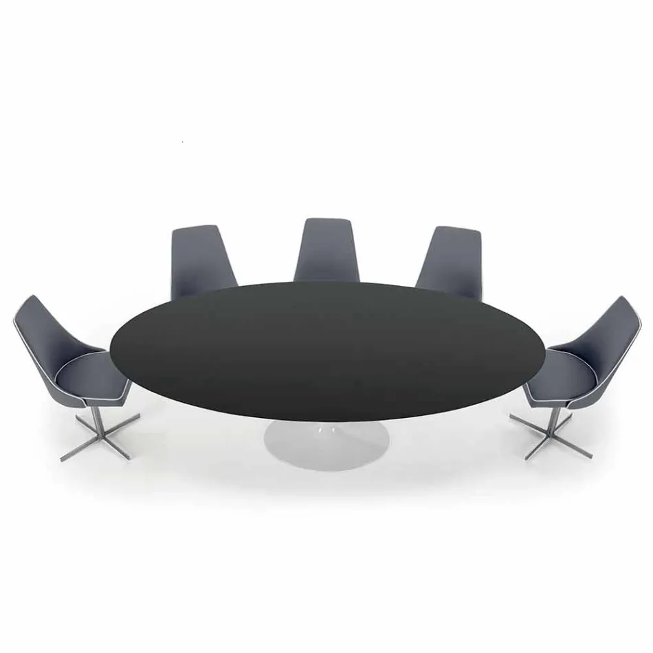 Tavolo da Pranzo Ovale in Laminato e Alluminio Made in Italy, Pregiato - Dollars Viadurini
