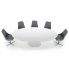 Tavolo da Pranzo Ovale in Laminato e Alluminio Made in Italy, Pregiato - Dollars Viadurini