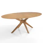 Tavolo da Pranzo Ovale in Mdf con Struttura in Legno Massello - Fulmine Viadurini