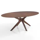 Tavolo da Pranzo Ovale in Mdf con Struttura in Legno Massello - Fulmine Viadurini