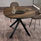Tavolo da Pranzo Ovale in Rovere Impiallacciato e Base in Metallo Nera - Domo Viadurini