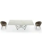 Tavolo da Pranzo Piano in Laminam e Base in Acciaio Made in Italy – Ezzellino Viadurini