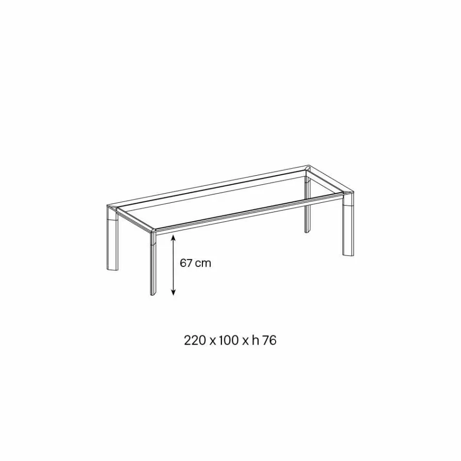 Tavolo da Pranzo Piano in Vetro e Base Legno Massello Made in Italy - Presino  Viadurini
