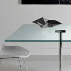 Tavolo da Pranzo Quadrato in Vetro Extrachiaro e Metallo Made in Italy – Dolce Viadurini