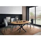 Tavolo da Pranzo Rotondo Allungabile con Piano in Legno Made in Italy - Crodino Viadurini