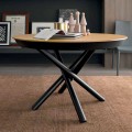 Tavolo da Pranzo Rotondo Allungabile con Piano in Legno Made in Italy - Crodino